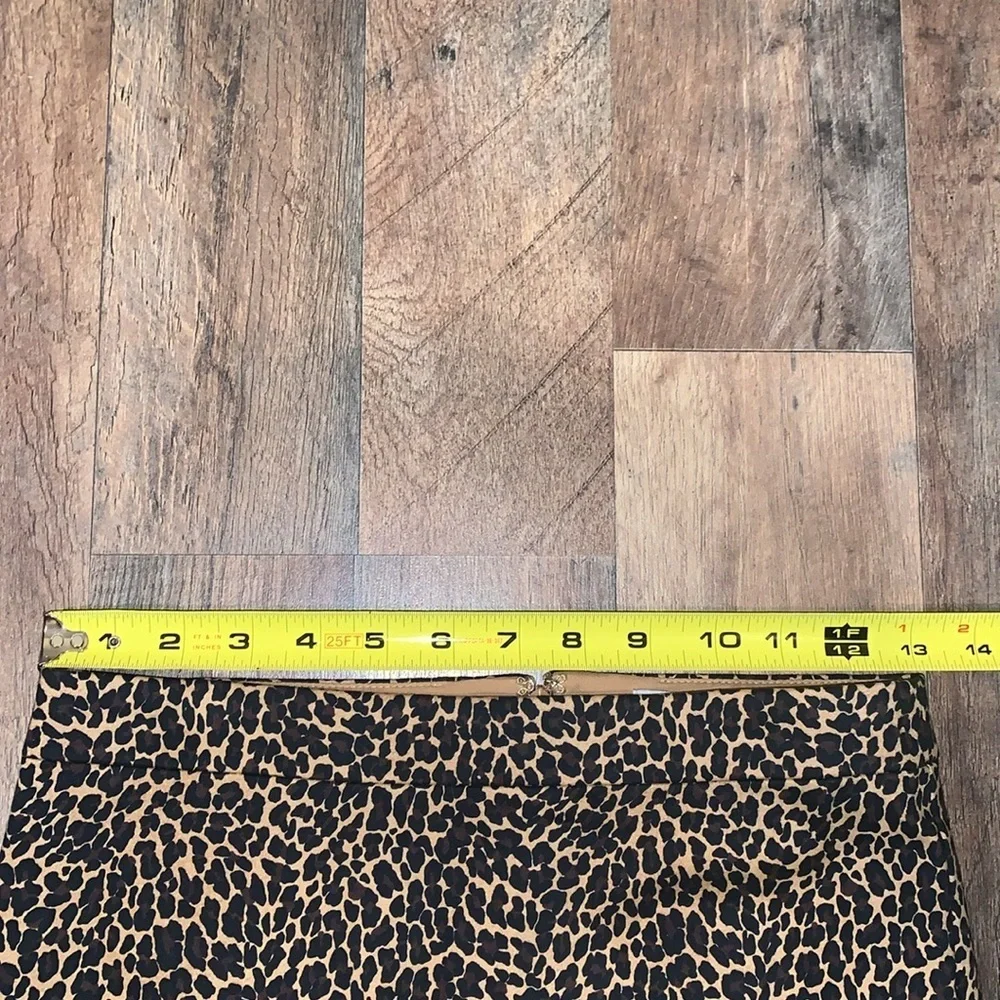 J‎ Crew Skirt Womens 00 Black Brown Leopard Print Pencil Back Zip Stretch Lined - Picture 7 of 7